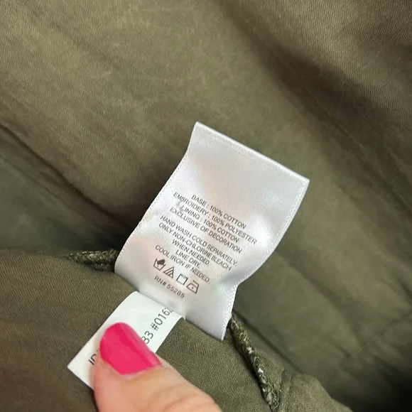 Express Open Back Embroidered Eyelet top brown olive green - Picture 9 of 9